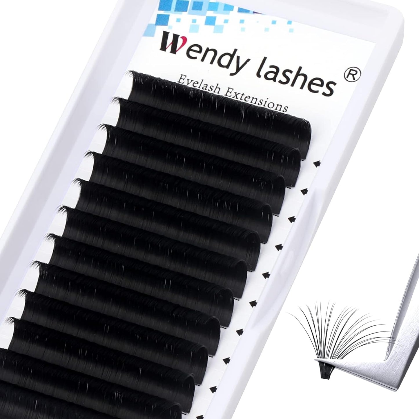 Easy Fan Volume for Lash Artists: Wendy, Handmade Fans for Eyelash Extensions, Self Fanning, Blooming, B-KH, Black, D-0.05-11