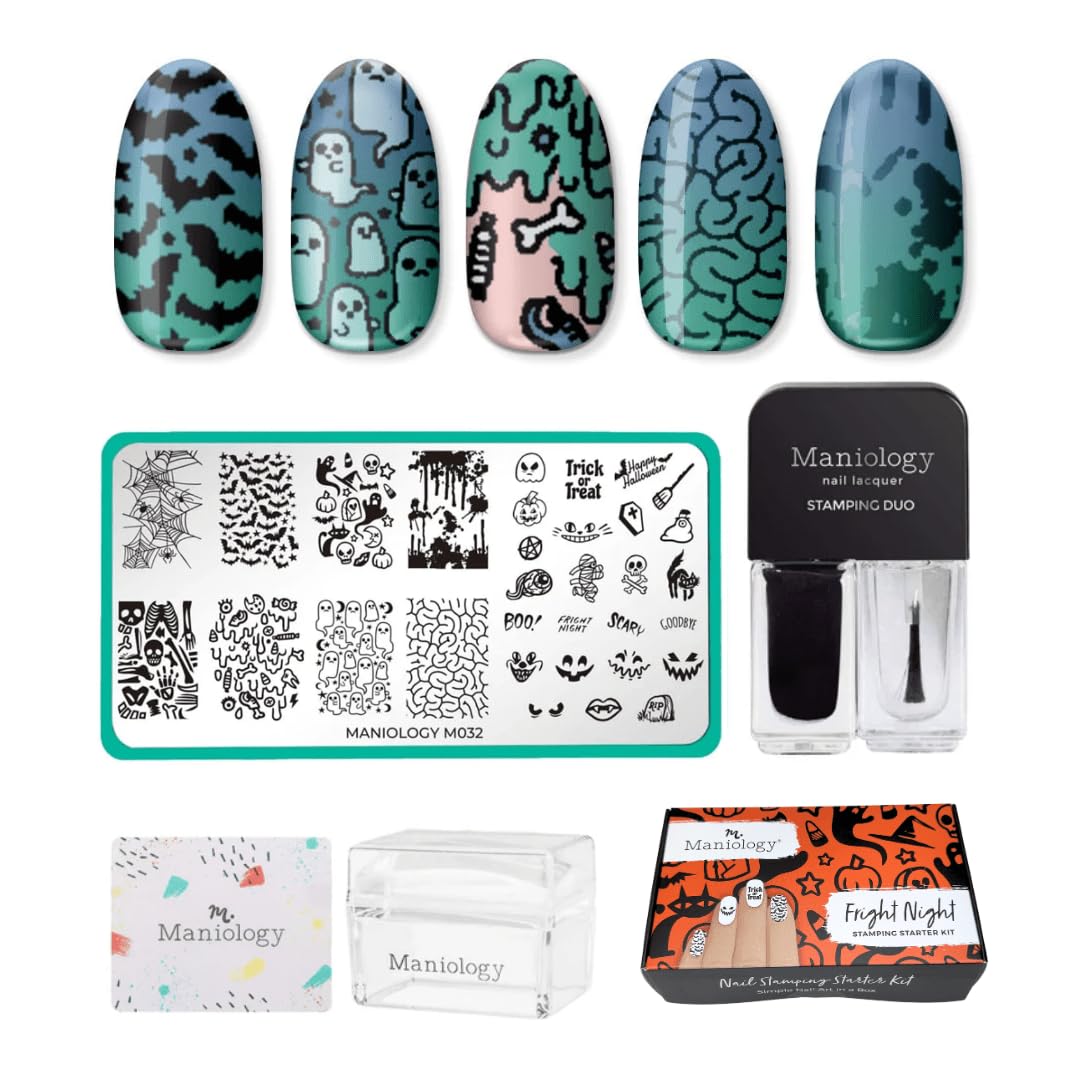 Maniology Halloween Limited Edition Nail Stamping Starter Kit (Plate, Polish, Top Coat, Stamper and Scraper Card)