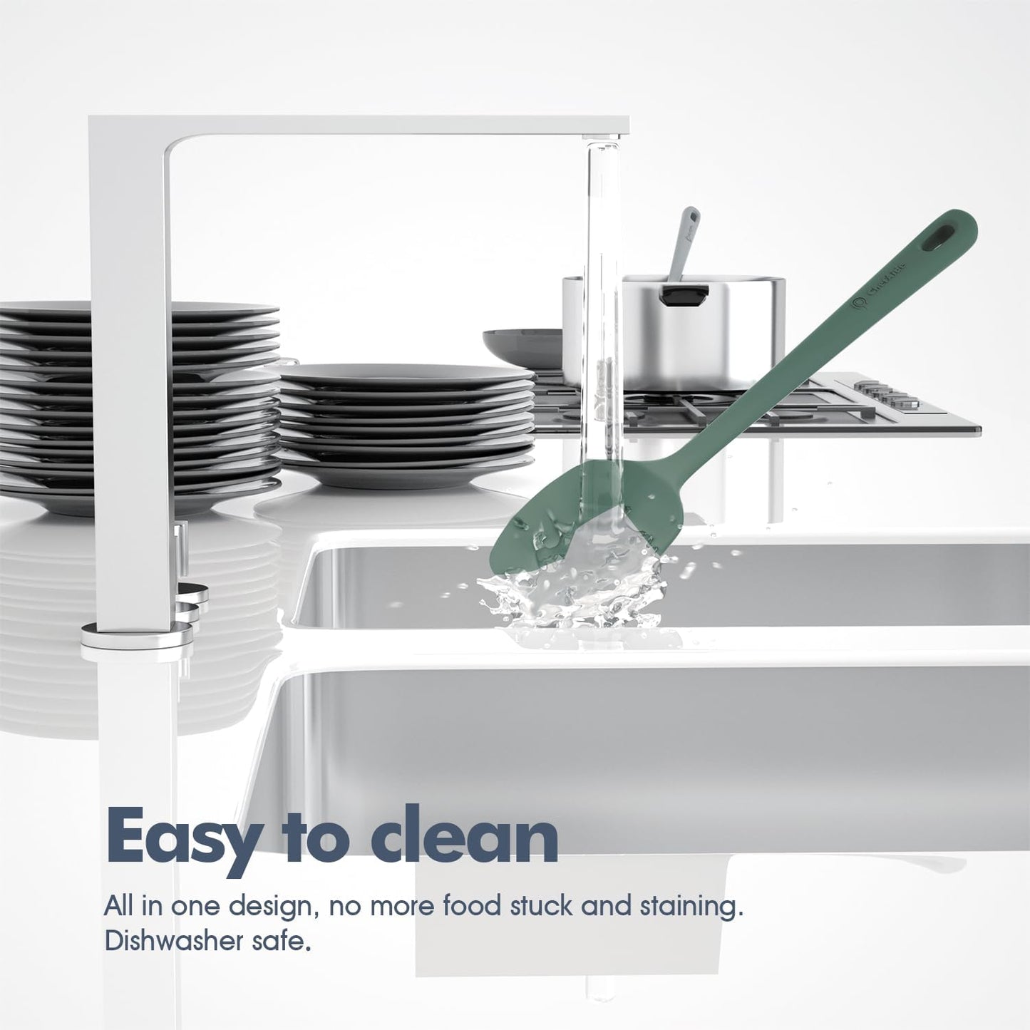 4 Pieces Silicone Spatula Set, Food Grade Rubber Spatula, Upgrade Strong Handle with Ergonomic Grip, Heat Resistant for Nonstick Cookware, Cooking