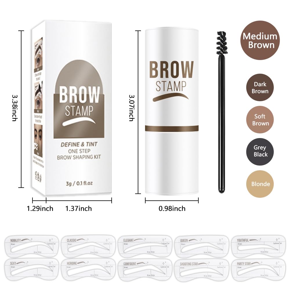 Eyebrow Stamp Stencil Set,Medium Brown eye brow stencil Shaping Kit, Long-Lasting Eyebrow Shaper for Women Girl, Cruelty-Free plantillas para la cejas