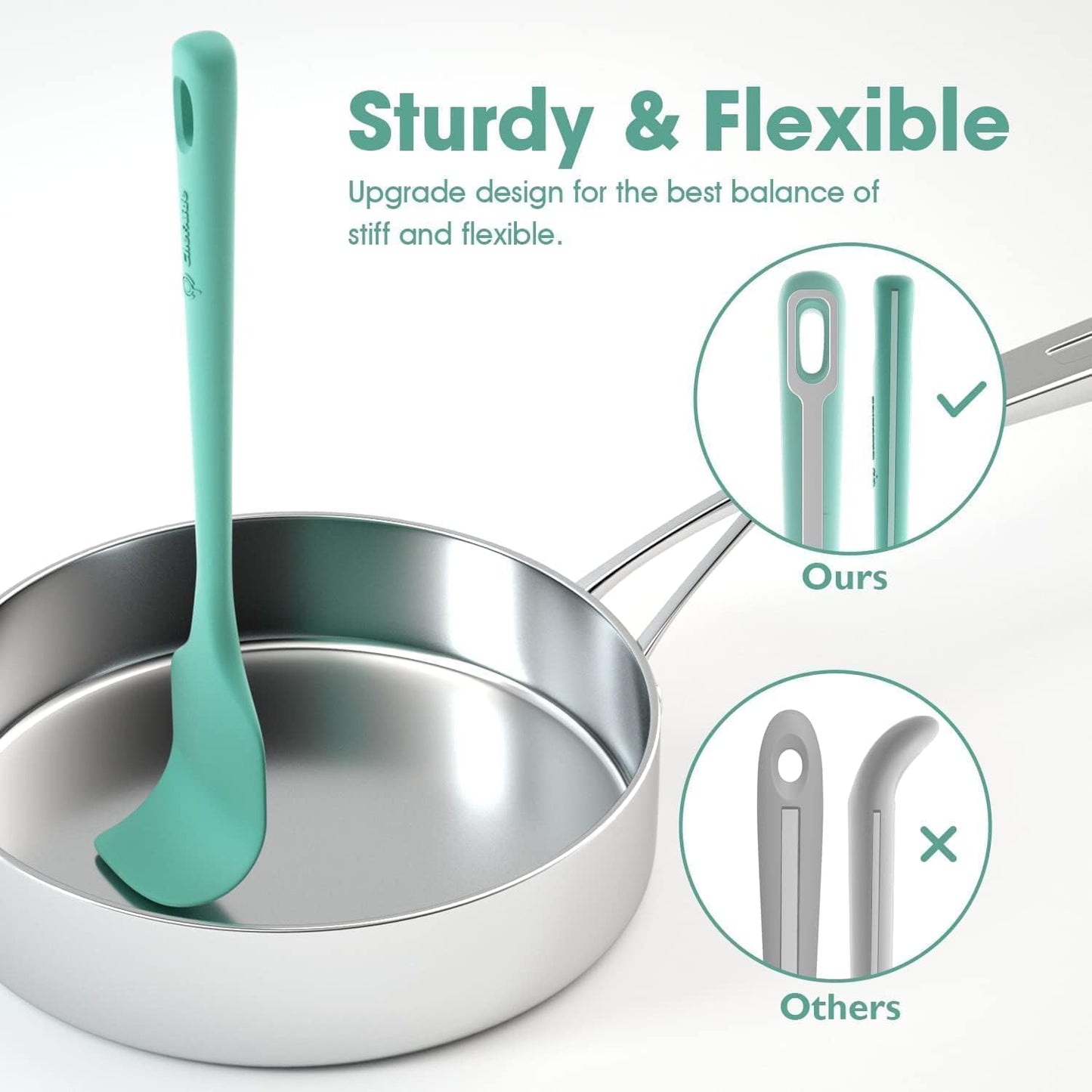 4 Pieces Silicone Spatula Set, Food Grade Rubber Spatula, Upgrade Strong Handle with Ergonomic Grip, Heat Resistant for Nonstick Cookware, Cooking