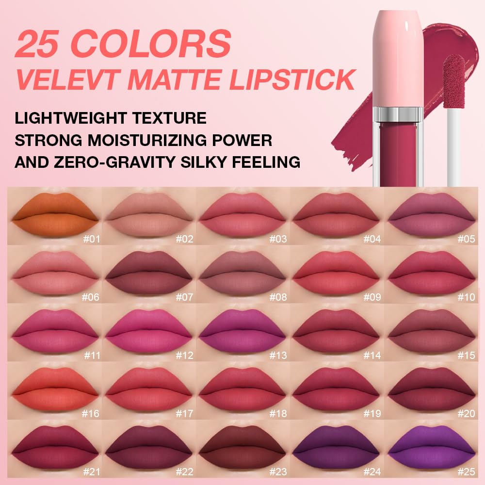 BINGBRUSH Super Matte Longwear No-Budge Stay On Smudge Proof Liquid Lipstick Long Lasting Makeup for Women,Highly Pigmented Color and Instant Shine, Cheeky