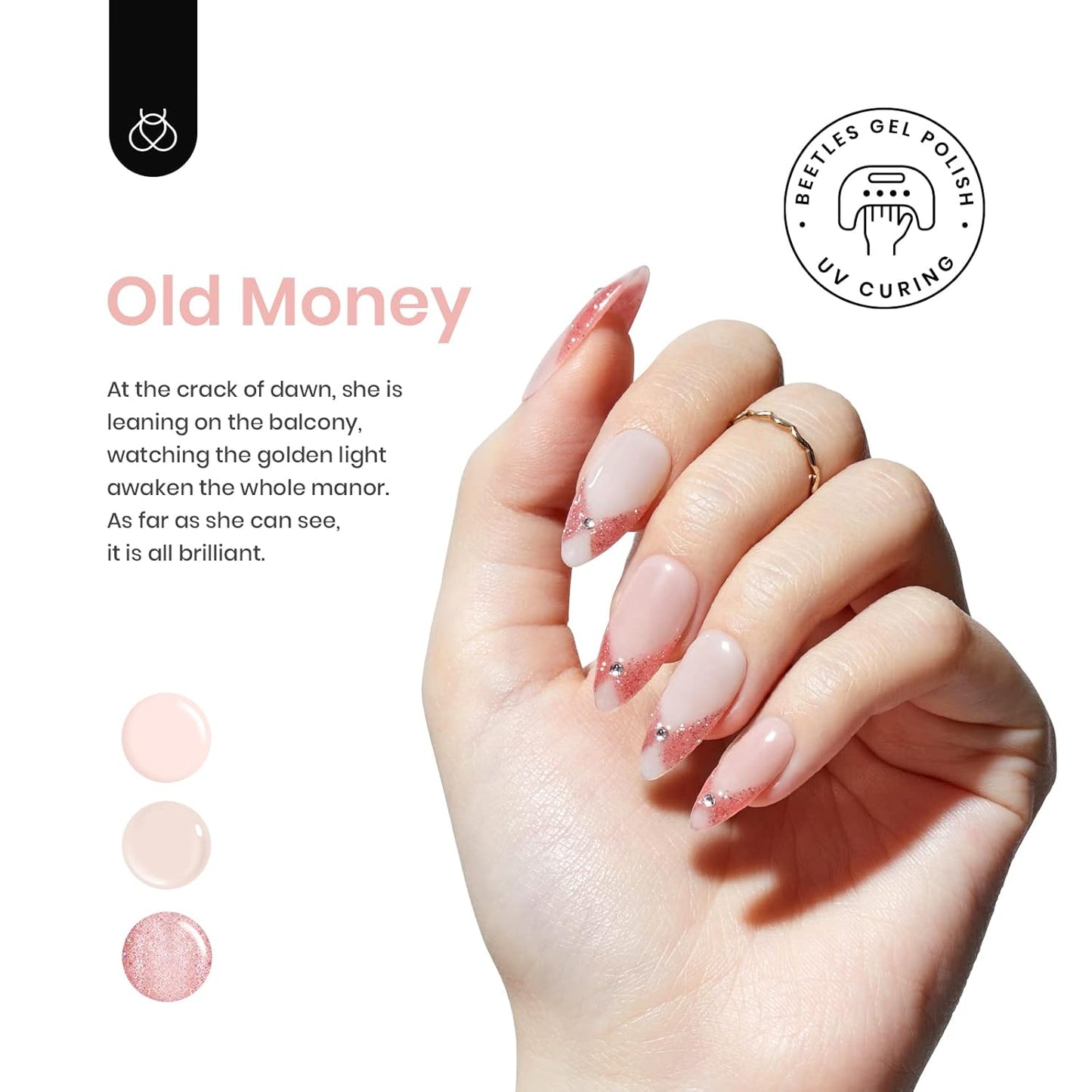 beetles Gel Nail Polish 6 Colors, Pink Champagne Glitter Gel Nail Kit Old Money Collection Nude Pink Cream Color Soak Off UV LED Nail Polish Manicure Kit for Women Girls Back to School Nails