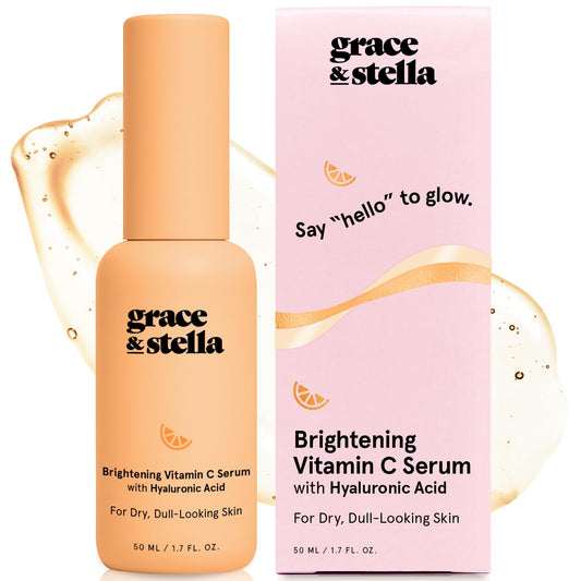 grace & stella Vitamin C Serum for Face (50ml /1.7 fl oz)- Brightening Vitamin C for Face with Hyaluronic Acid Serum To Reduce Dullness & Dark Spots - Vegan Skincare