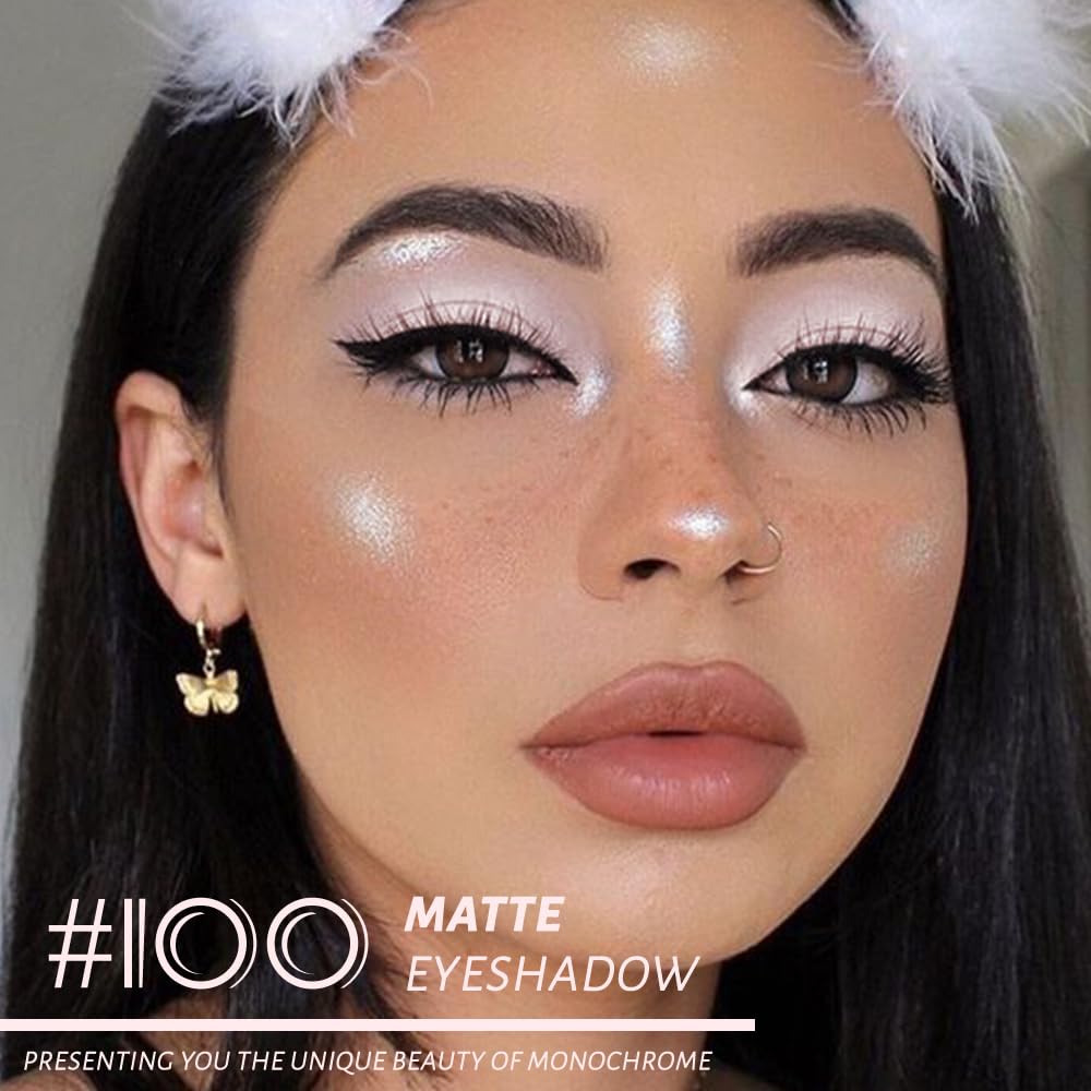 Monochrome Matte Eye Shadow Palette,Pearl Pink Neutral Nude Matte Pressed Powder Single Eyeshadow,Natural Long Lasting Naturing-Looking Eyeshadow,Talc,Paraben Vegan & Cruelty Free