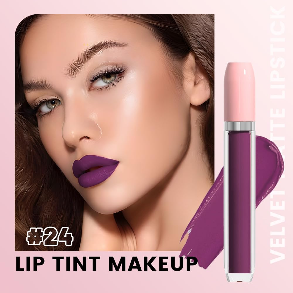 BINGBRUSH Super Matte Longwear No-Budge Stay On Smudge Proof Liquid Lipstick Long Lasting Makeup for Women,Highly Pigmented Color and Instant Shine, Cheeky