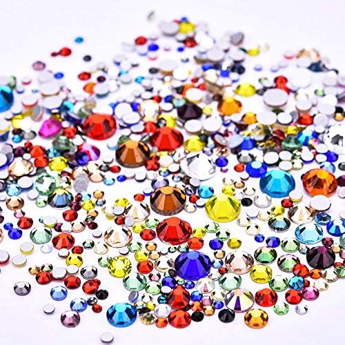 3456pcs Flatback Rhinestones Glass Charms Diamantes Gems Stones for Nail Art 6 Size ss4~ss12 Color Mixed