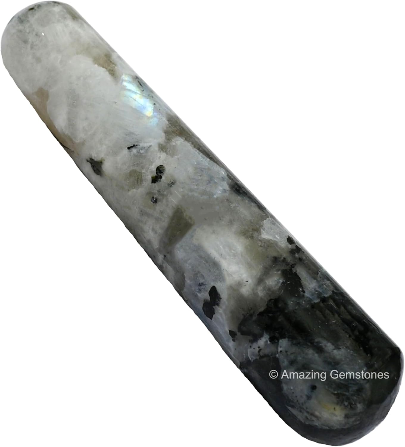 Amazing Gemstone Rainbow Moonstone Crystal Wand Massage Stick - Pelvic Wand Gua Sha for Adults - Crystals and Healing Stones Massage Wands for Adults Gifts (Smooth)