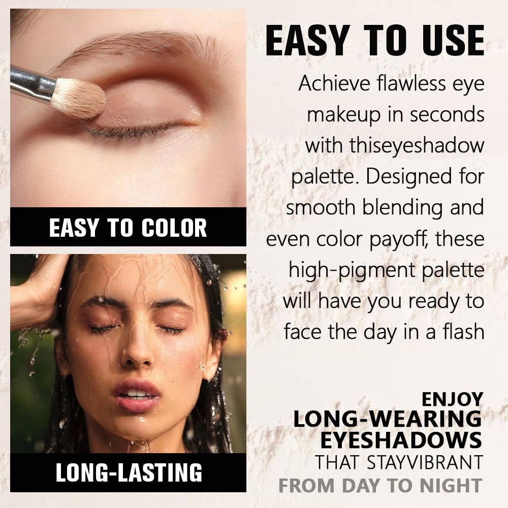 Champagne Shimmer Single Eyeshadow Makeup, Neutral Powde Eye Shadow for Women, Rose Gold Beige Glitter Singles Eyeshadow Palette Pigmented Waterproof, sombras para ojos,Girls Eyeshadows Gift