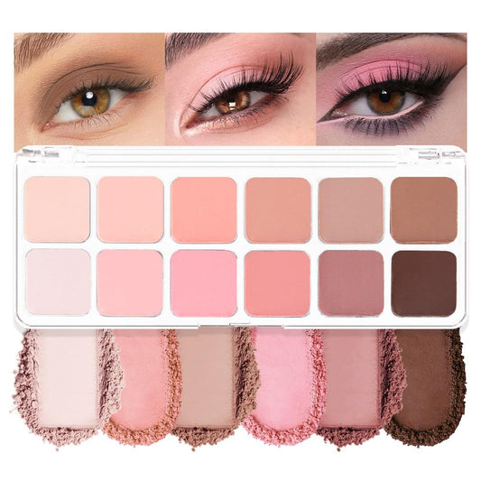 AMY'S DIARY 12 Color Light Pink Brown Eyeshadow Palette, Long-Lasting, and Highly Pigmented eye shadow. Elevate Your Eye Makeup– Unleash Your Unique Style (13#)