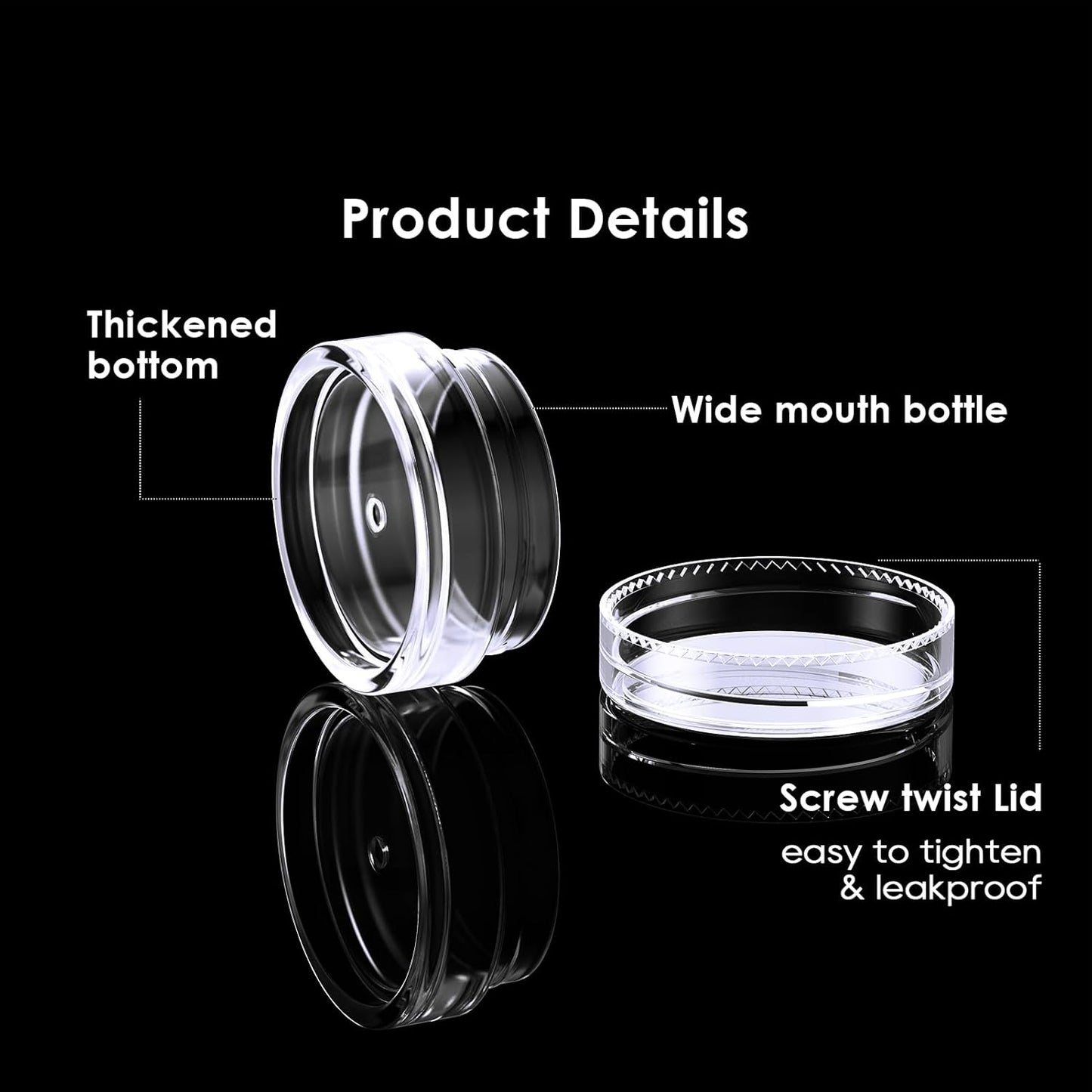 50 Pack 3 Gram Sample Containers with Transparent Lids, Small Plastic Cosmetic Jars, Makeup Travel Container Jar for Cream, Bead, Eye Shadow, Lotions, Powders, Lip Gloss with Labels Spatulas