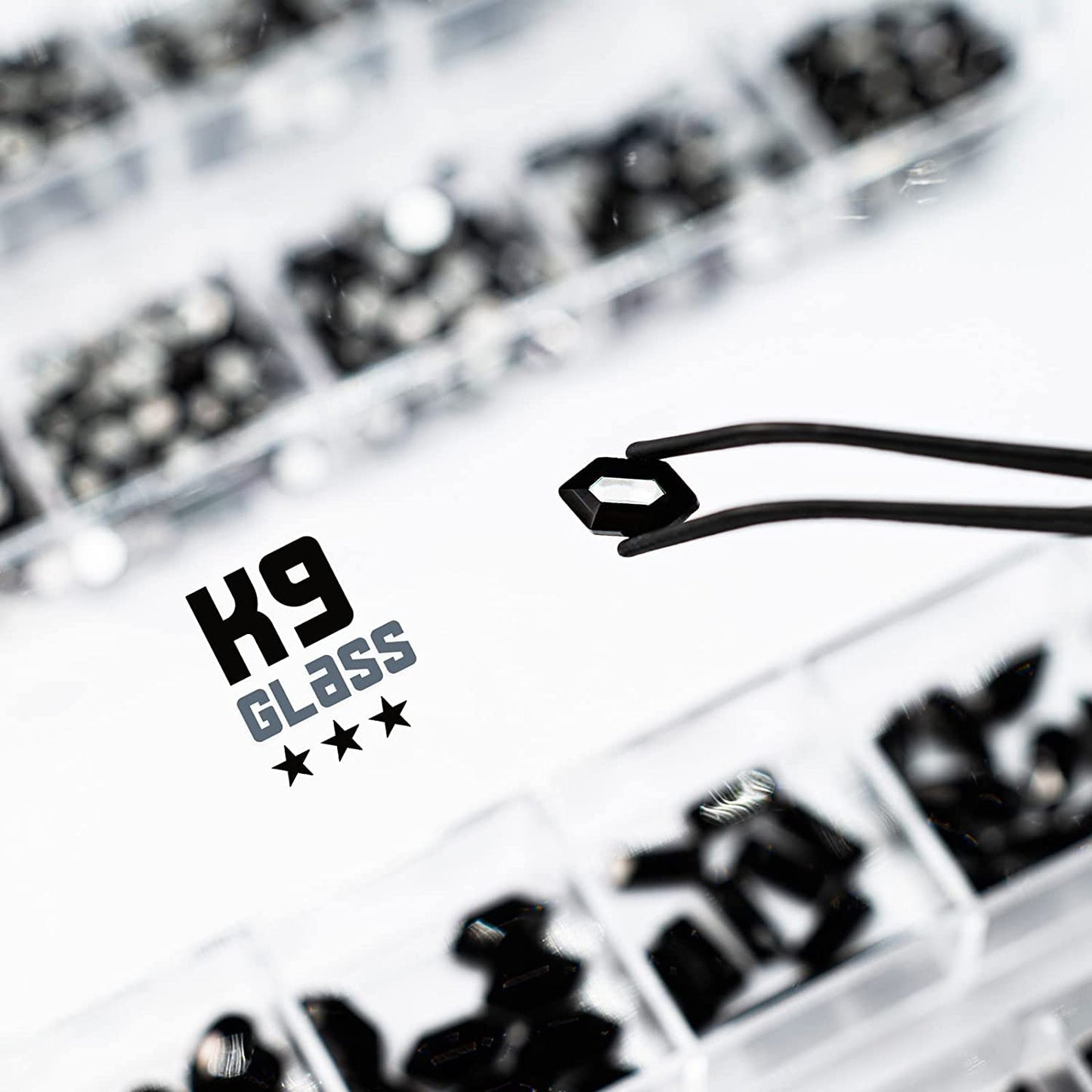 24 Styles Jet Black Nail Rhinestones Multi Shapes Flatback Gems Round Beads K9 Glass Crystals Stones Diamonds Jewels Nail Art Charms Supplies for Nails Face Eyes Makeup Crafts Tumblers Bottles