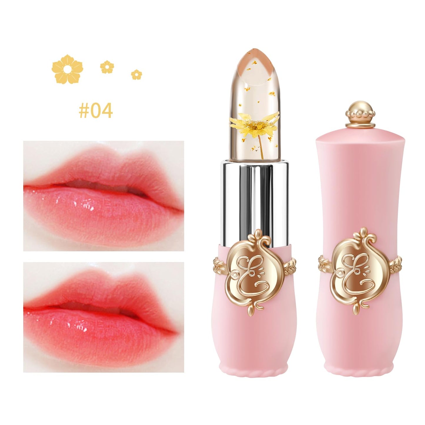 3 Pcs/Set Flower Jelly Lipstick Set Temperature Change Moisturizer Long Lasting Nutritious Balm Magic Color Change Lip Gloss (Flower Jelly Lipstick 040506)