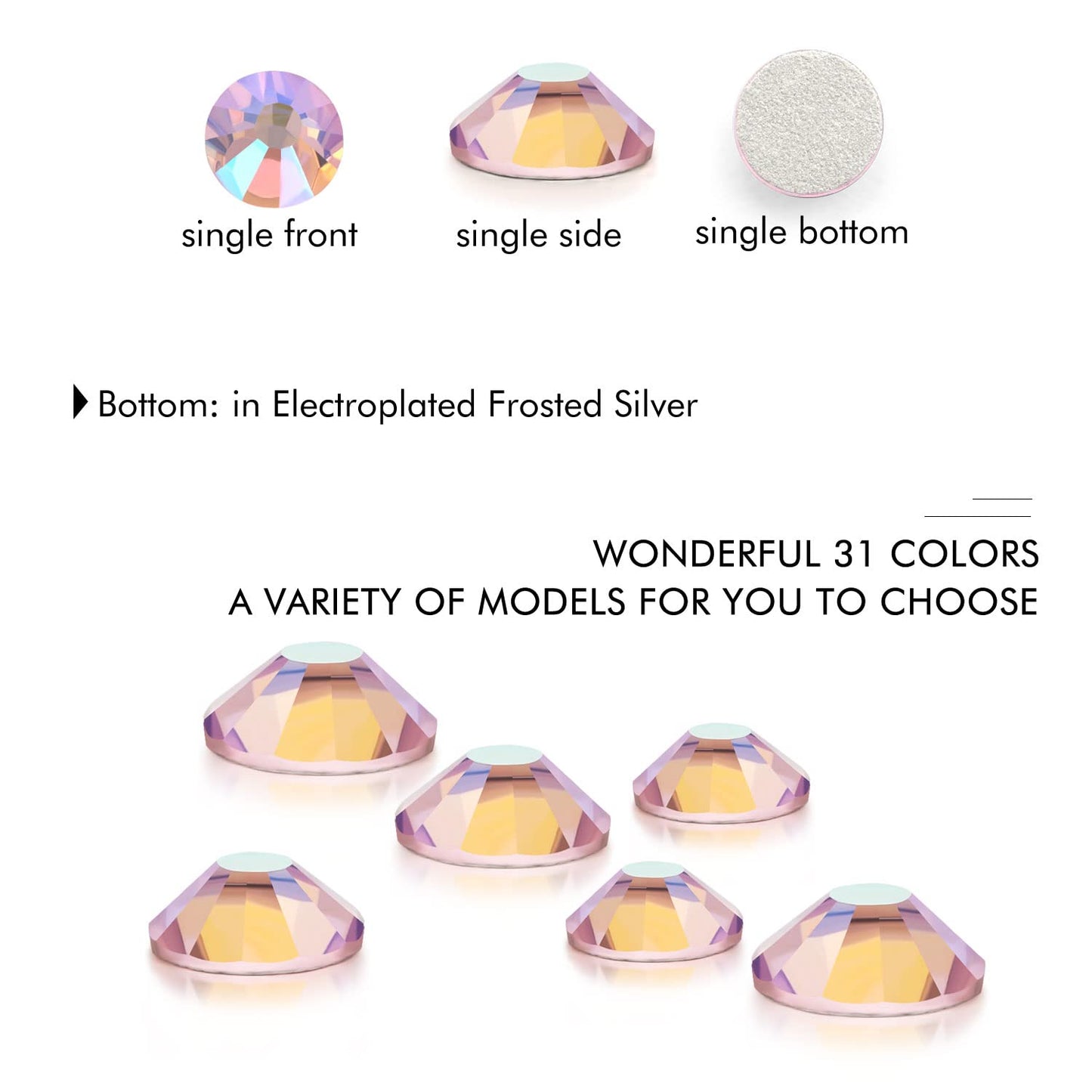 1440Pcs Pink AB Crystal Rhinestones,Glass Flatback Rhinestones Gemstones Small for Nail Face Makeup Art Crafts Clothes Decoration -(SS10,2.8mm,Pink AB)