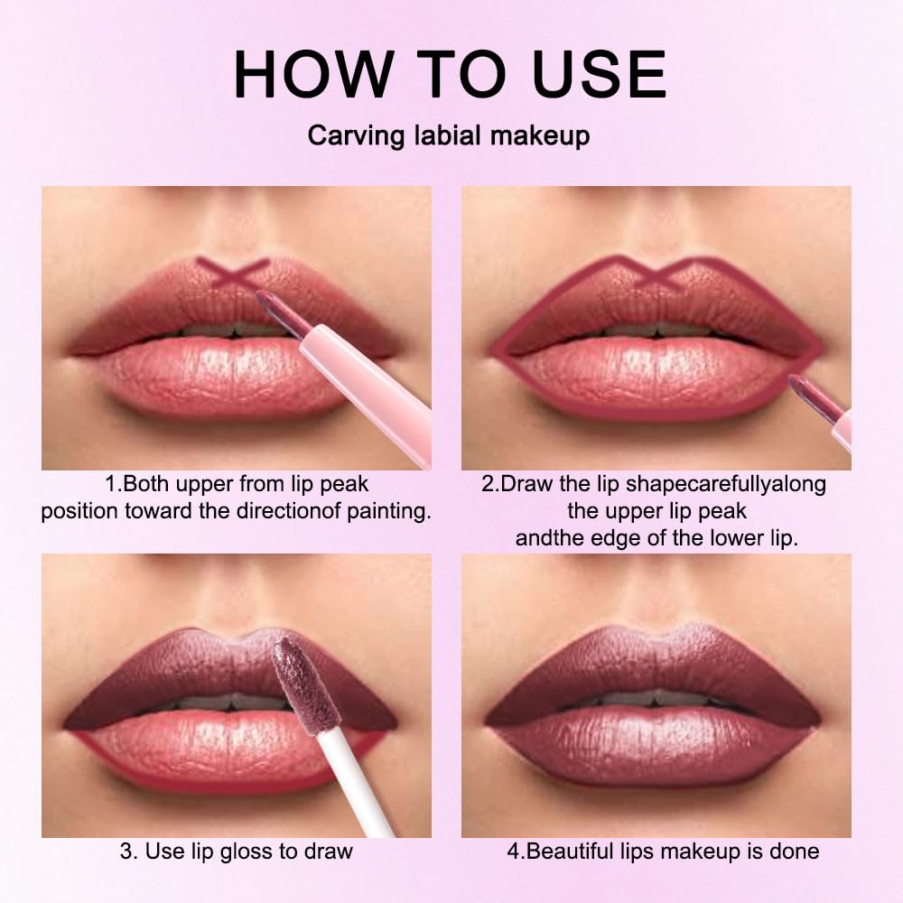 Kaely 2-in-1 Dark Wine Red Metallic Lipstick and Lip Liner, Shimmer Liquid Metallic Lipsticks for Women, Glitter Lip Gloss Stain Long Lasting Waterproof Smudge Proof 24 Hour, Vegan Makeup, 03