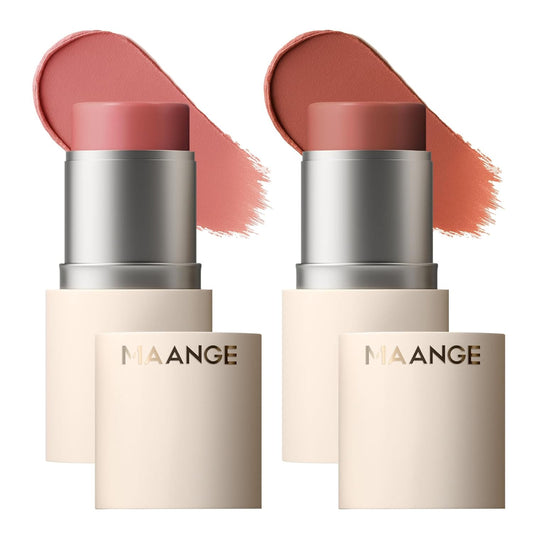 MAANGE Multi-Use Blush Stick, All-in-One Cream Blush for Cheeks, Eyes & Lips Long-Wearing, Blendable Makeup Blush Stick, Creamy & Buildable (R101+C102)