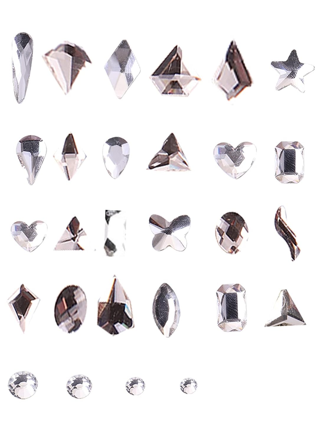 3320Pcs White Nail Art Rhinestones Crystal,HOINCO 3D Rhinestones Gems Jewels Diamond,24 Types of 320 Diamonds + 3000 Round Beads, Crystals 3D Flat Back Gemstones for Nail DIY Crafts with Tweezers Pen