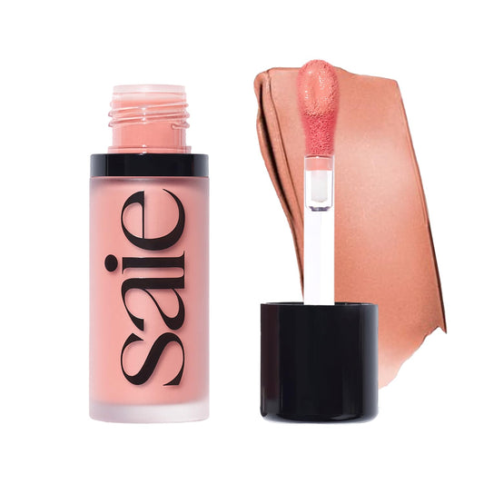 Saie Dew Liquid Blush for Cheeks - Hydrating Cream Blush Stick with a Blendable + Buildable Formula - Skincare Infused Dewy Cheek Tint for a Natural Flush - Glowy Makeup Essential - Rosy (.40 oz)
