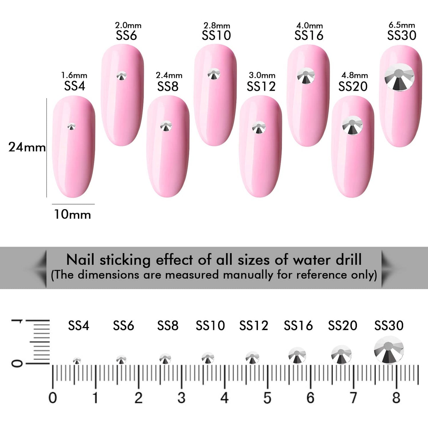 288Pcs Silver Crystal Rhinestones,Glass Flatback Rhinestones Gemstones for Nail Face Makeup Art Crafts Clothes Decoration -(SS30,6.5mm,Silver)