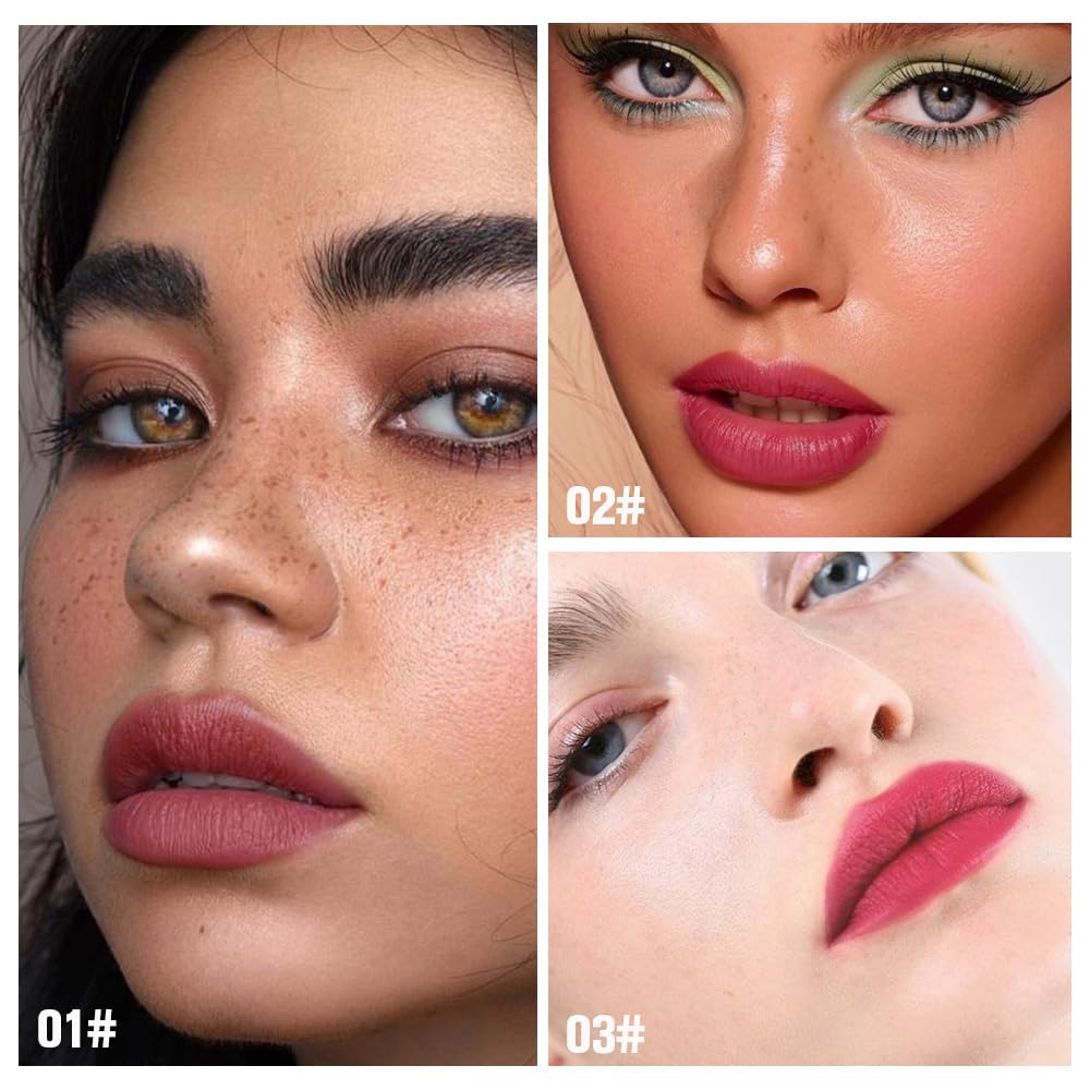 evpct 3Pcs Peel Off Lip Stain Tints, Maroon Mauve Red Matte Liquid Lipstick Lip Stain Long Lasting Waterproof for Women, Non-stick Cup Lipstick Peel Off Highly Pigmented Not Faded Smudge-proof Liptint