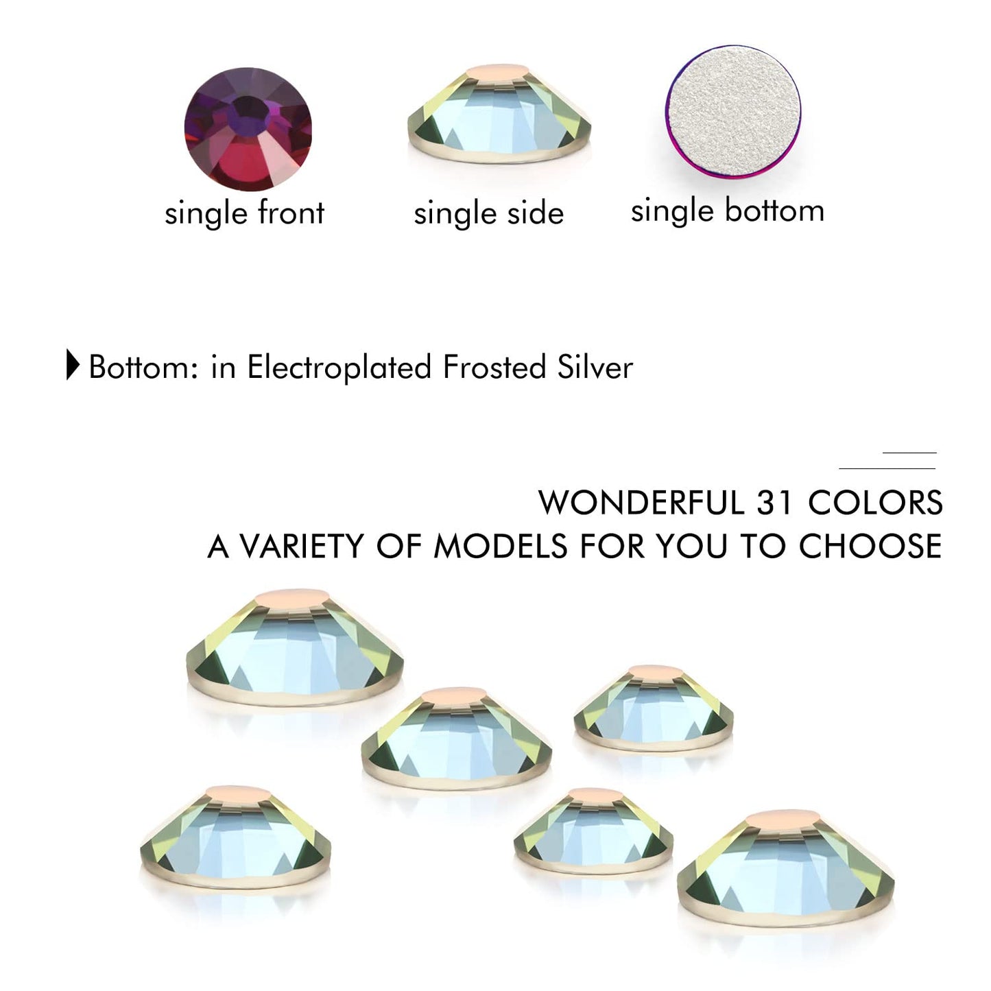 1440Pcs Blue Blaze Crystal Rhinestones,Glass Flatback Rhinestones Small Gemstones for Nail Face Makeup Art Crafts Clothes Decoration -(SS8,2.4mm,Blue Blaze)