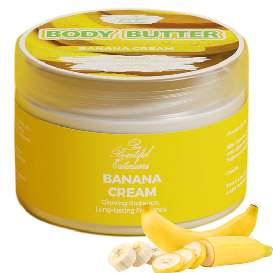 body butter banana cream scent long -lasting fragrance,hydrate skin jojoba oil and more 8oz