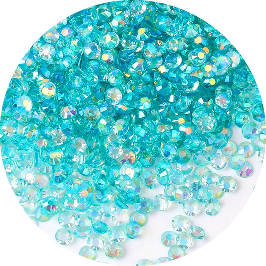 4500 Pcs SS6 2mm AB Flatback Rhinestones for Nails Art Crafts Transparent Glitter Round Gems Crystals DIY Clothes Shoes(Clear Aqua Blue AB)