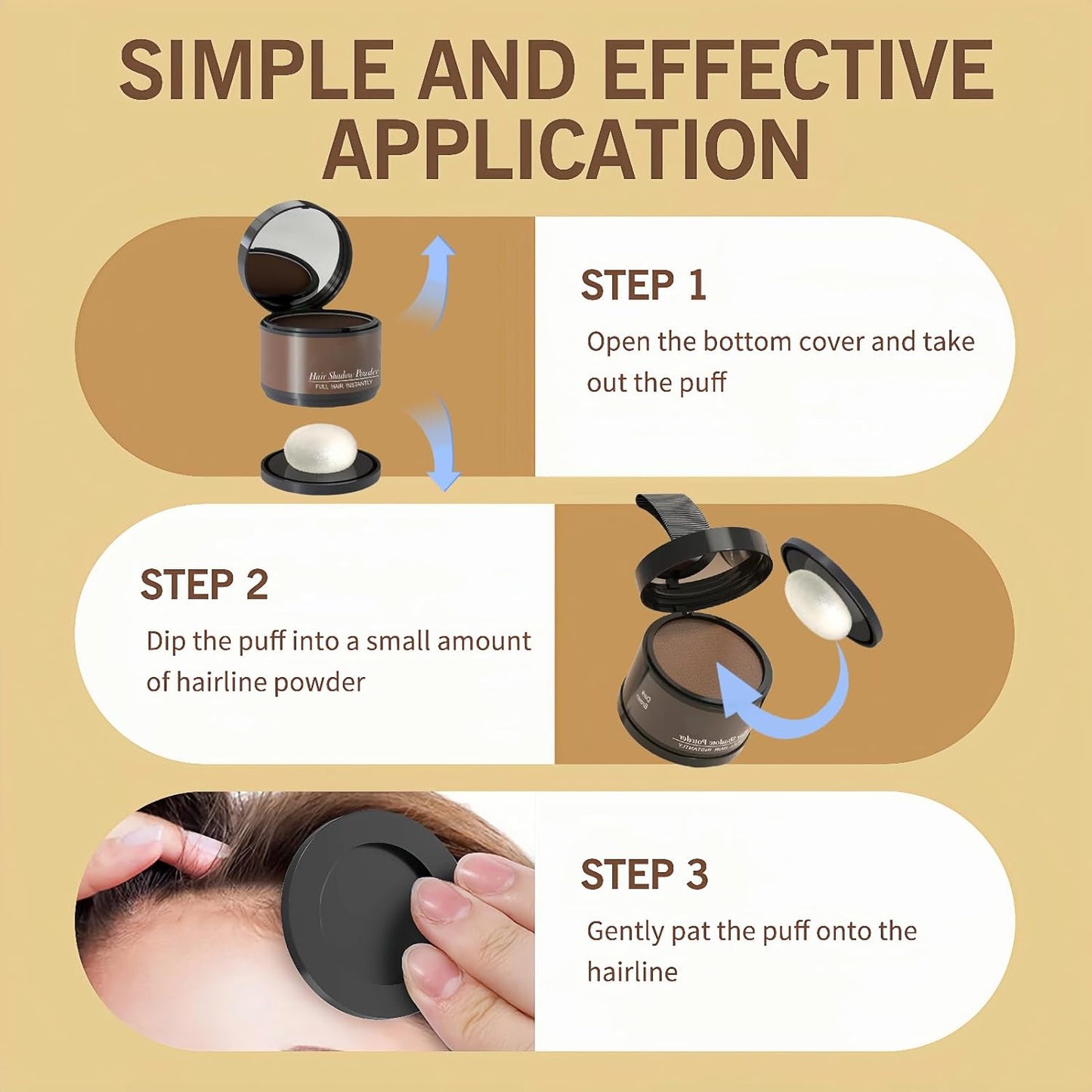 gowwim Hairline Powder(Dark Brown) Hair Root Dye, Instantly Hair Color Shadow Cover Gray Hair Root, Hair Touch-Up, Thin Hair Powder 4 g