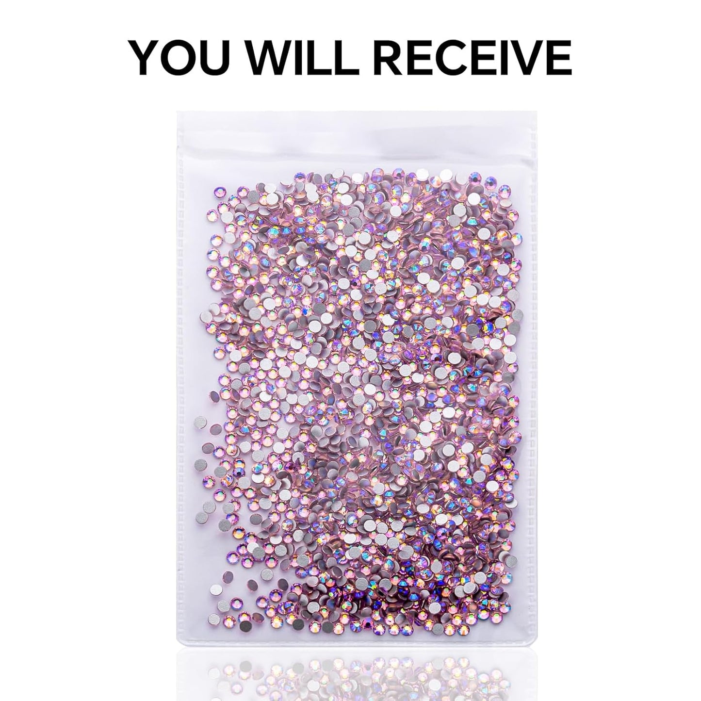 1440Pcs Pink AB Crystal Rhinestones,Glass Flatback Rhinestones Mini Gemstones for Nail Face Makeup Art Crafts Clothes Decoration -(SS8,2.4mm,Pink AB