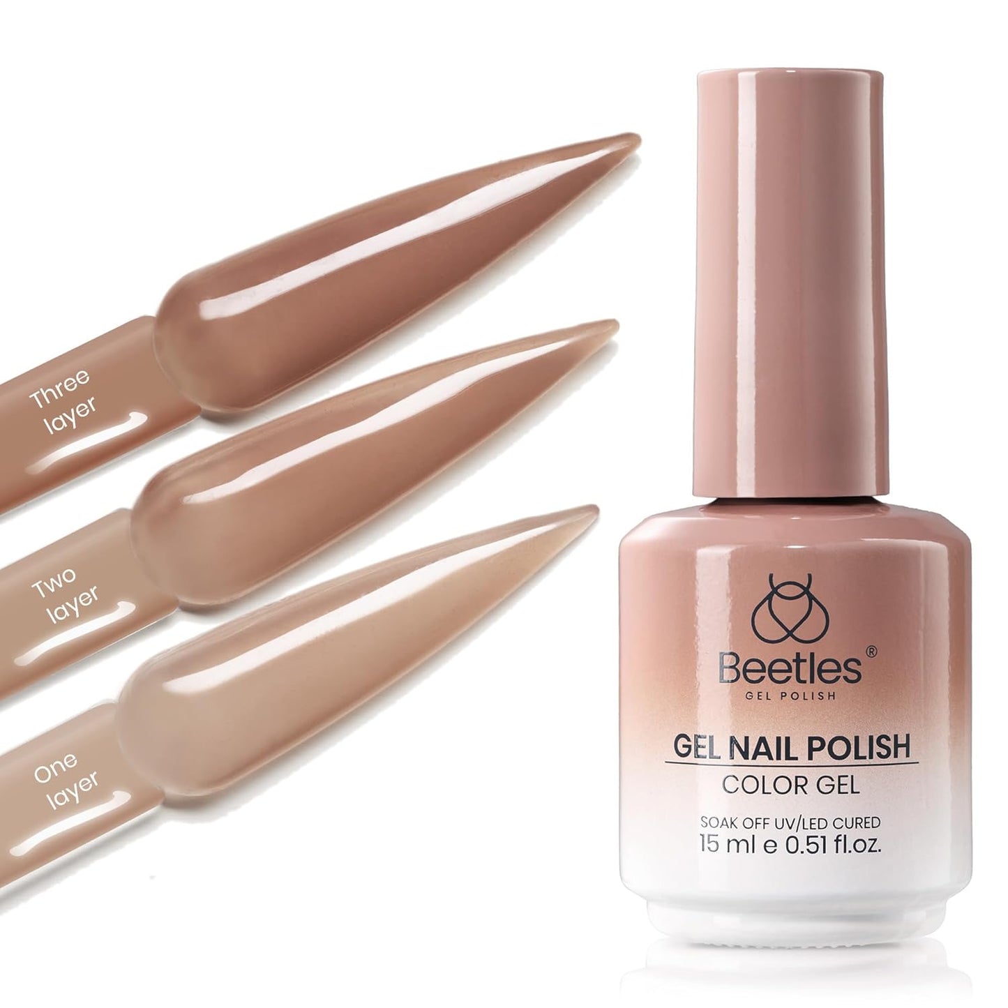 Beetles Brown Jelly Gel Nail Polish - 15ML Soft Brew Natural Nude Brown Gel Polish Sheer Fall Gel Polish Nail Concealer Soak Off UV French Nail Art Manicure Gift for Women