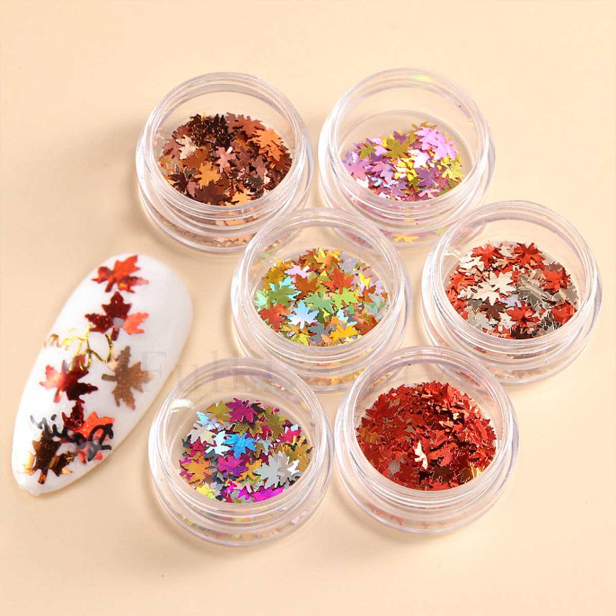 3D Maple Leaf Glitter Nail Sequins Fall Nail Stickers Autumn Nail Glitters Holographic Vintage Maple Leaves Nail Designs Thanksgiving Nail Decals for Manicure Decoration