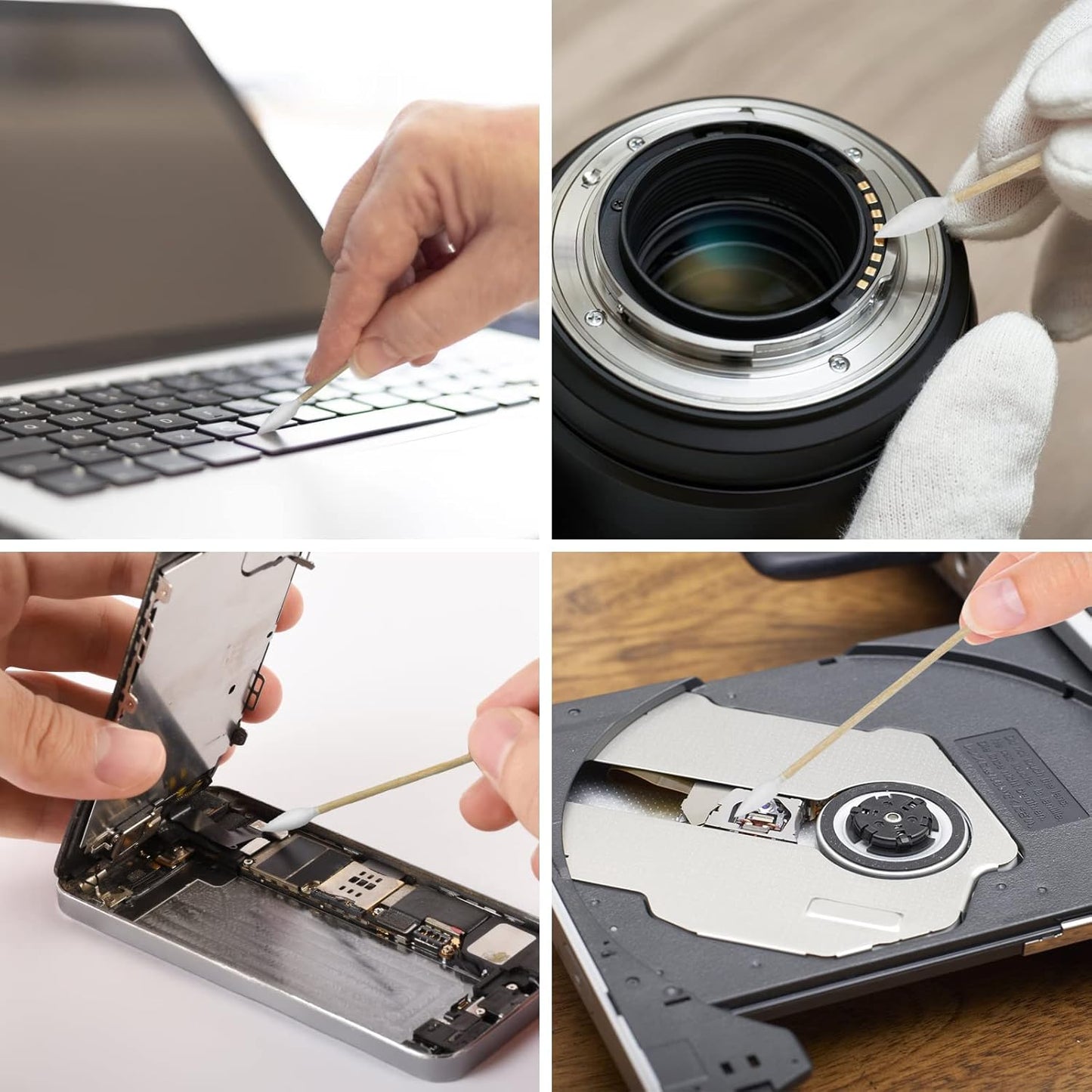 6 Inch Pointed Tips Cotton Swabs - Long Wooden Stick Cotton Buds Pointed Cotton Swabs With Case - Cotton Tipped Applicators For Makeup, Cleaning Gun, Electronics, Hard To Reach Area(400 count)