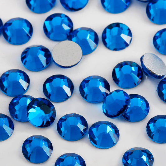 2000 PCS SS20 Flatback Rhinestones,12-Facet Diamond-Cut Glass Gems for Nail Art,Clothing,DIY Crafts,Glue-On Decoration Stones with Silver Backing,Capri Blue