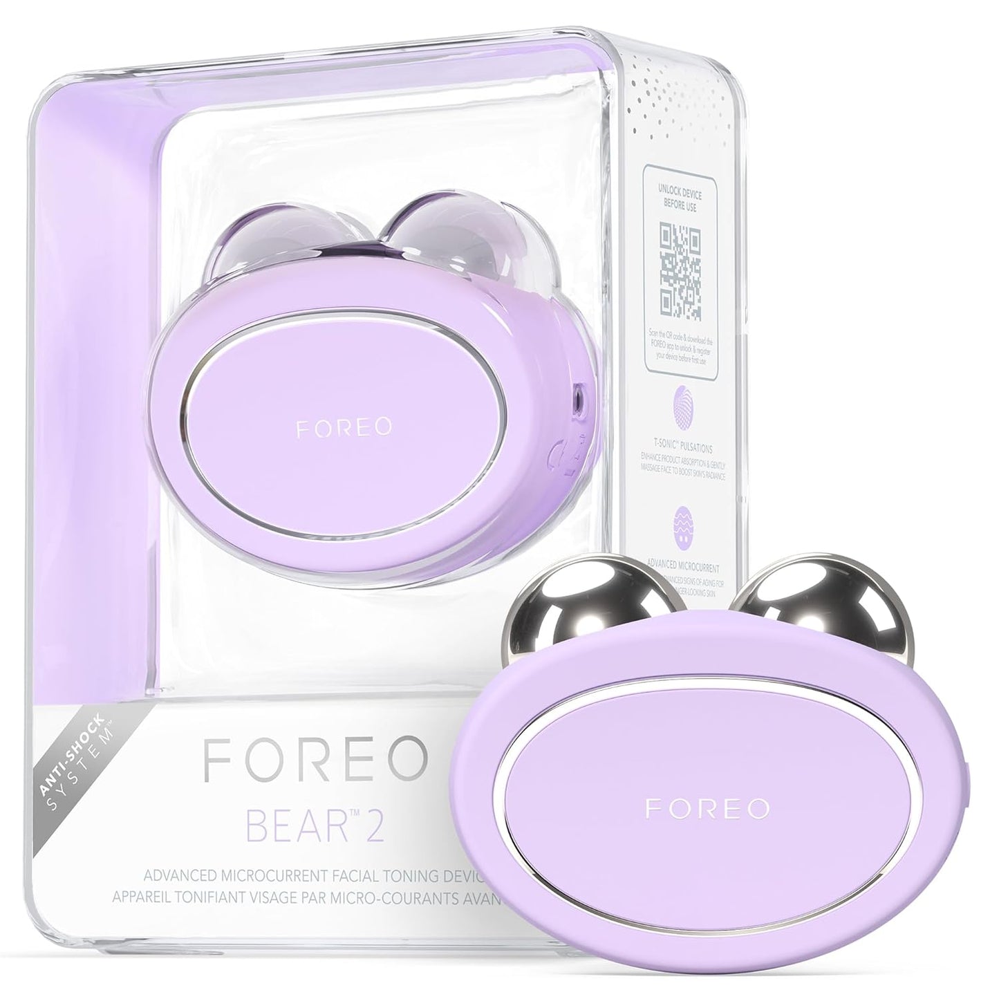 FOREO Bear 2 Advanced Toning Microcurrent Facial Device - Face Sculpting Tool - Firm & Contour - Non-Invasive - Increases Skin Care Absorption - Lavender