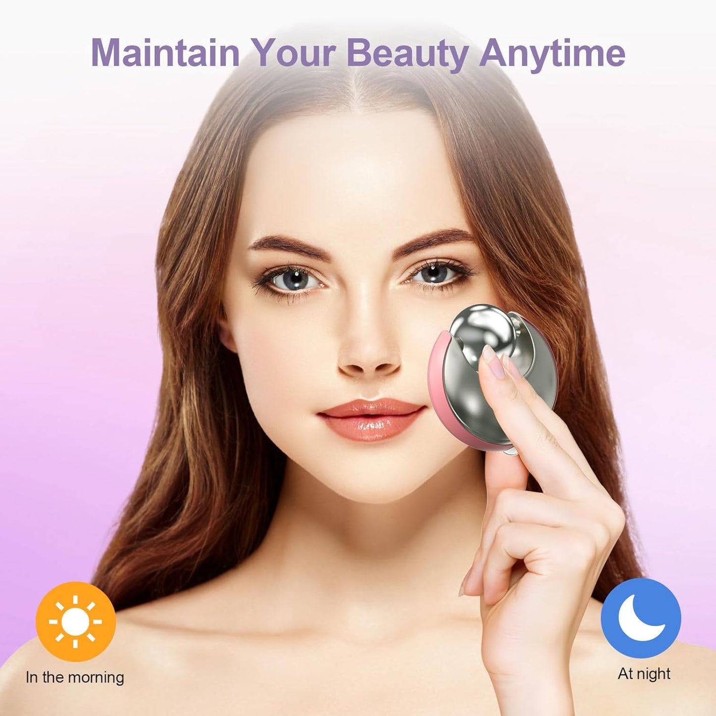 Facial Roller for Puffy Eyes, Ice Globes for Face 360° Rotating Eye Cream Applicator Tool Ice Roller for Face and Eyes, Durable Cold Facial Globes for Skin Care Pink