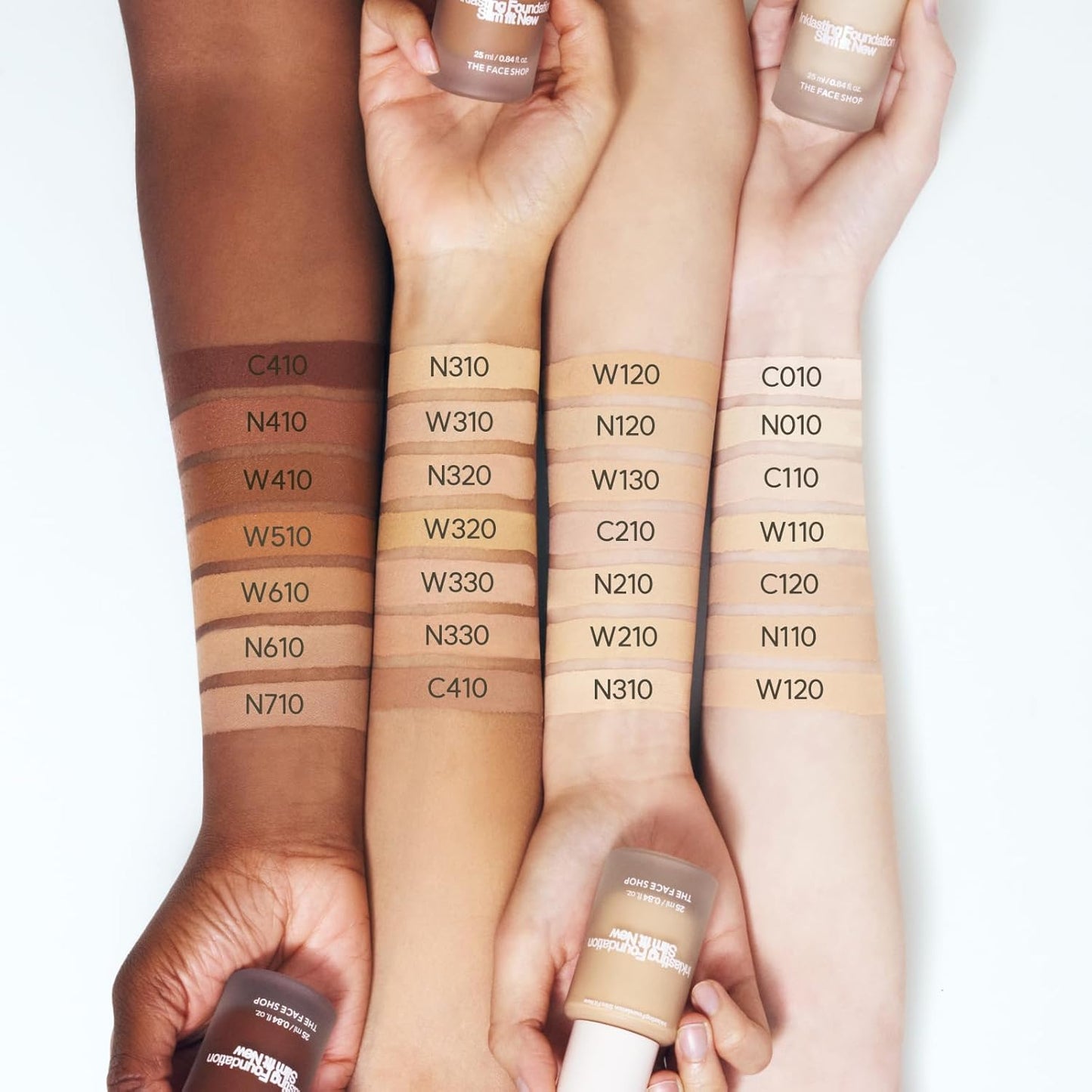 THE FACE SHOP Ink Lasting Liquid Foundation, Full Coverage, 72‑Hour Wear Semi‑Matte Finish, Makeup with Bakuchiol, N410 Cappuccino, 0.84 Fl. Oz.