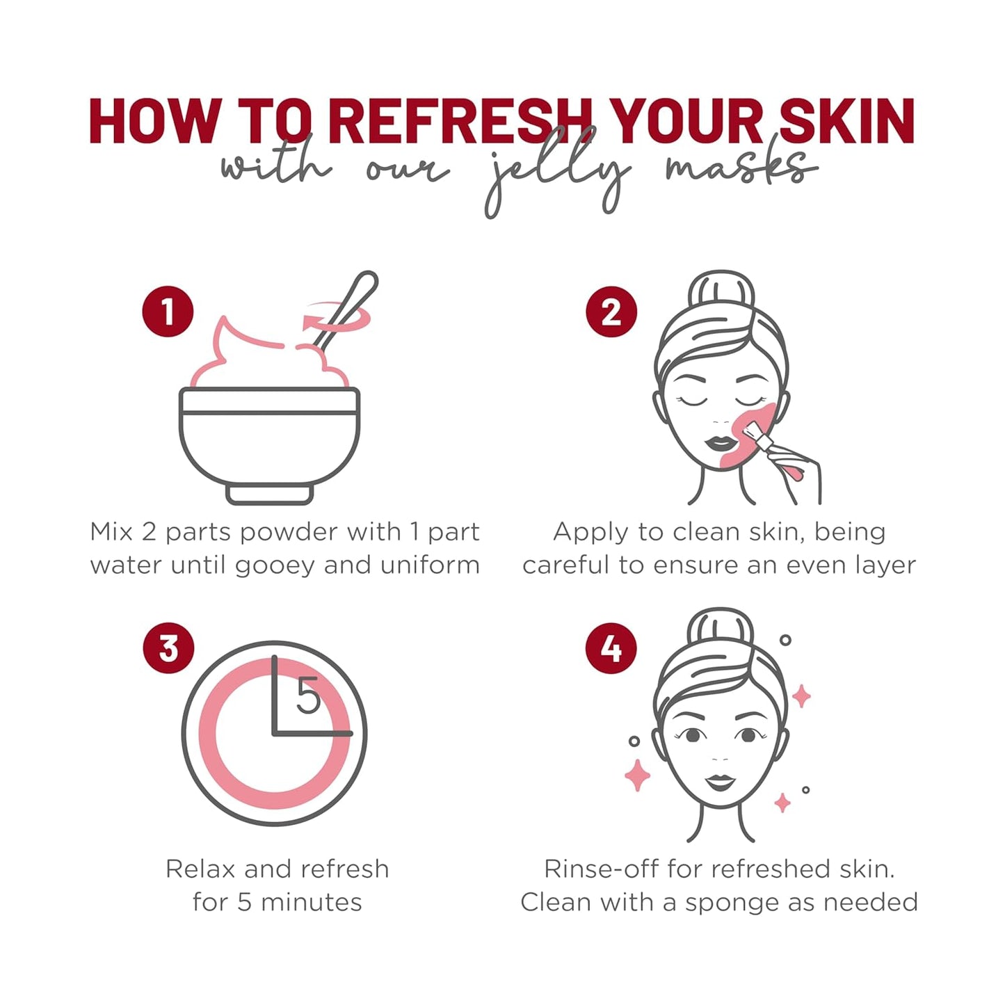 BRÜUN Jelly Mask Jar Red Gold Lactic AC AHA Peel-Off Face Care Rubber Mask | 23 fl oz Skin Care Moisturizing Gel Mask Jar Spa Set