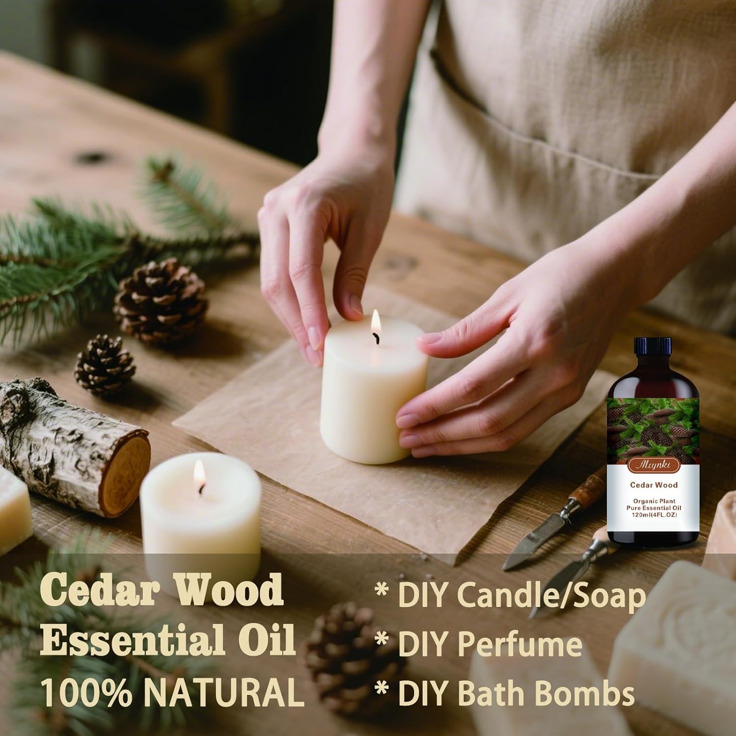 Cedarwood Essential Oil-Cedarwood Fragrance Oil 4.33oz (130ml)-100% Pure Natural Scent for Diffusers, Candles, Soap Making & Aromatherapy-Relaxing Home & Gift Essential Oil for Bath, Massage