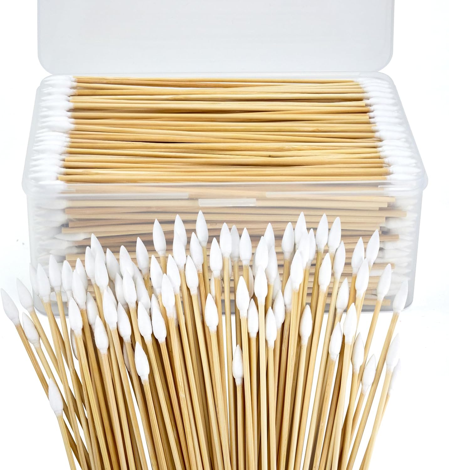 500/1000 Count 6'' Long Round/Pointed Cotton Swabs Durable Stem, Lint- Free Gun Cleaning Swabs Pure Cotton Tips for Gun Maintenance, Makeup, Pet Care, Equipment (Detailed Work)