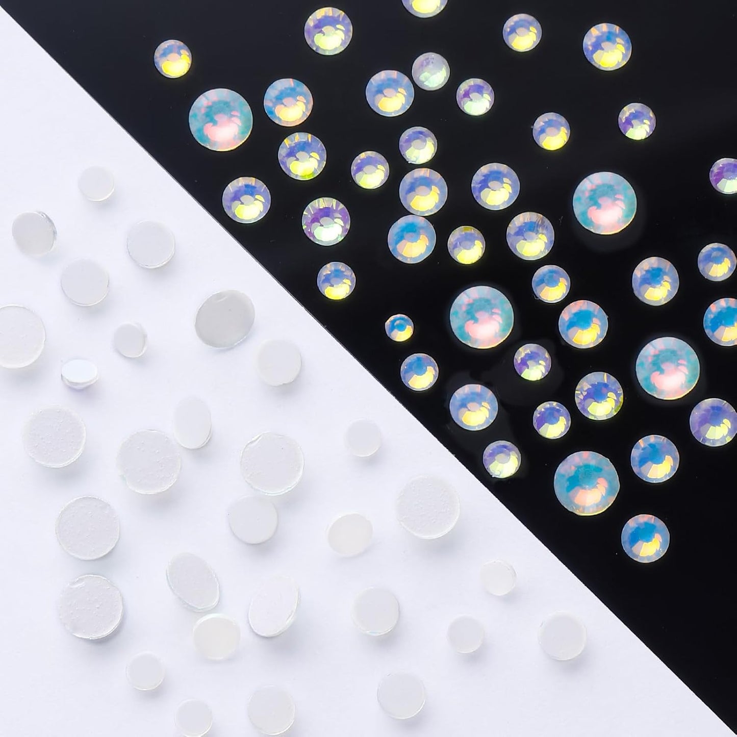 F White Flatback Rhinestones, Glass Rhinestones for Nail Art and Craft, Glue Fix, Loose Crystal Gemstones(F White, SS10, 1440pcs, 2.7-2.8mm)