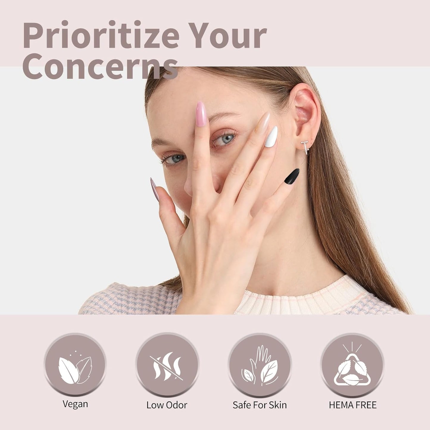 CANNI 9ml Hema-Free White Black Fall Gel Nail Polish Set- 6Pcs White Black Nude Pink Brown Fall Colors Gel Polish Kit, Soak Off LED Nail Gel Manicure Kit DIY at Home Salon Gifts for Women Girls