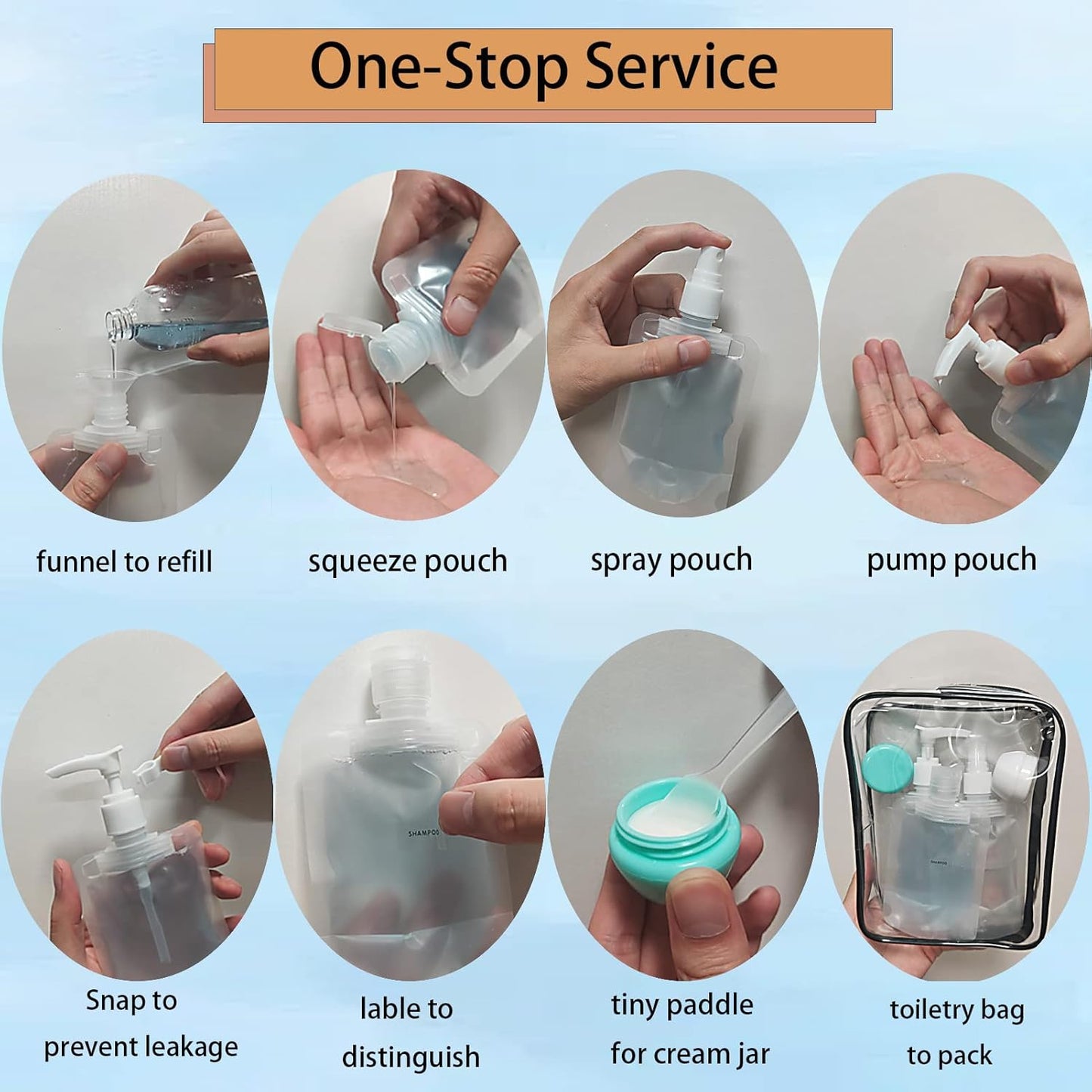 29 PCS Travel Size Refillable Empty Squeeze Pouch TSA Approved Travel Pouches for Toiletries Liquid Travel Containers Leak Proof Portable Travel Fluid Makeup Packing Bag for Cosmetics 30/50/100ml