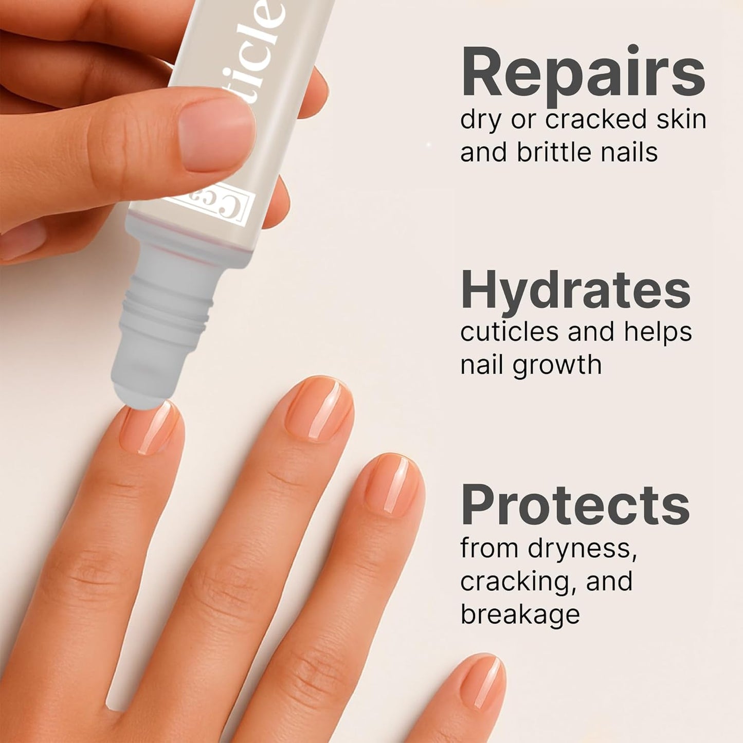 C CARE Fragrance Free Roll-On Cuticle Oil | Natural Revitalizing Hydrating Nail Oil | Repaires Cuticles Overnight | For Damaged Skin And Thin Nails | Paraben Cruelty Free Formula | 10ml