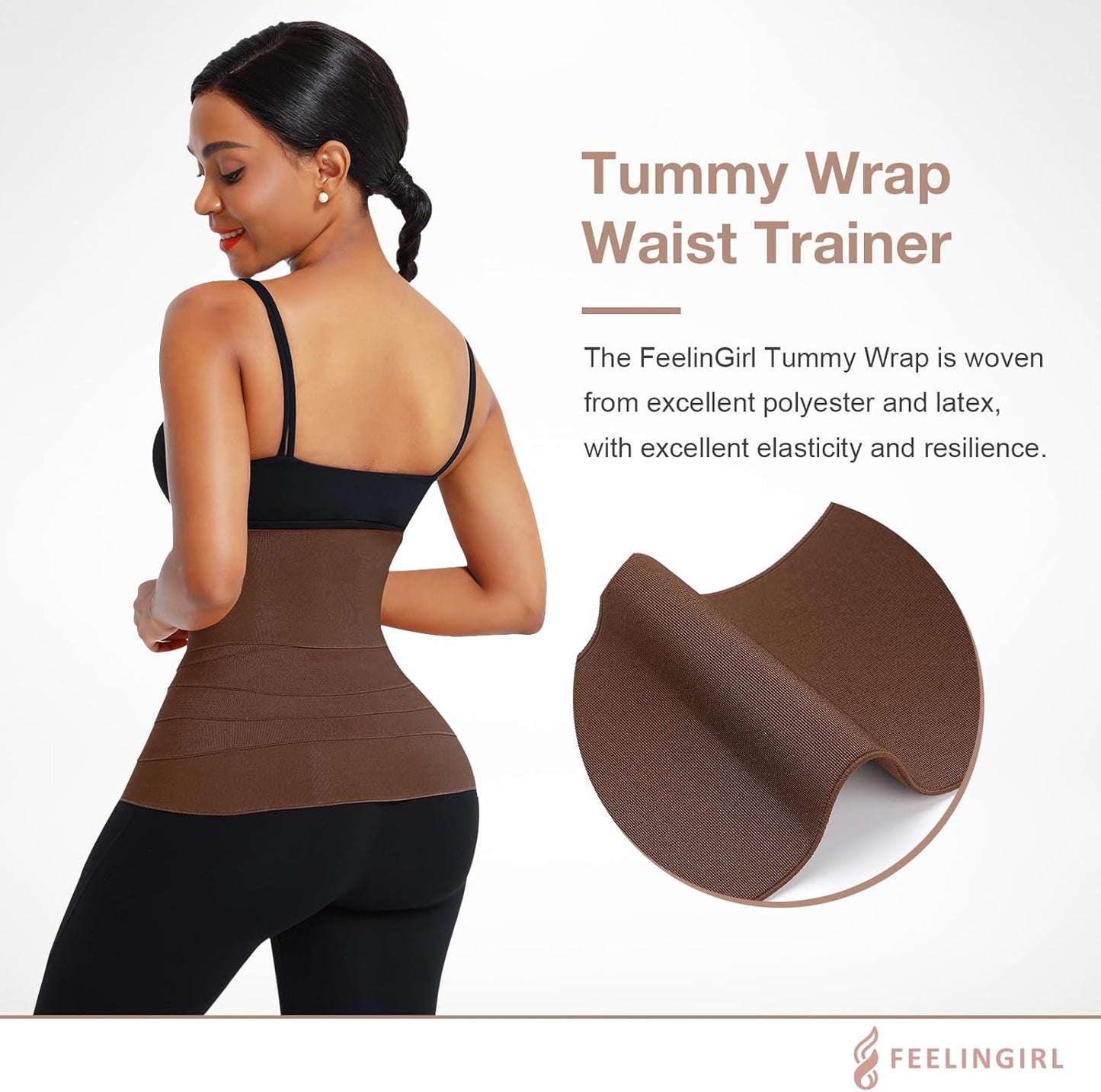 FeelinGirl Waist Trainer for Women Trimmer Belt Waist Cincher Tummy Wrap Plus Size Snatch Me Up Bandage Body Shaper