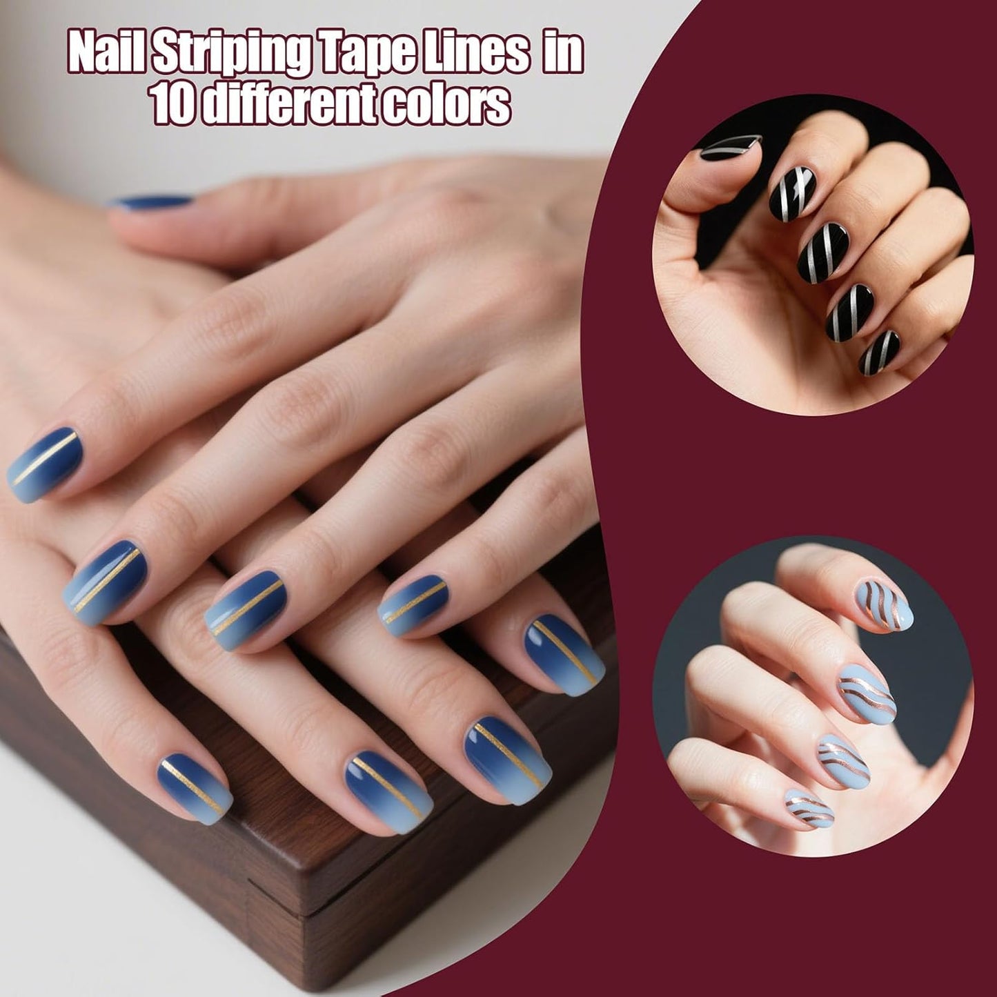 Artdone Nail Striping Tape Lines Kit With Nail Art Pens Dotting Tools And Liner Brushes For Gel Polish Small Detail Drawing Design Paint