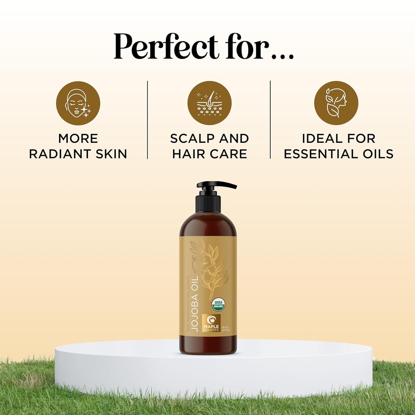 Organic Jojoba Oil Cold Pressed Unrefined - 100% Pure Organic Certified Oil for Skin Hair & Nails - Organic Skin Care & Natural Beauty DIY Carrier Oil - Dermatologist Tested & Non GMO (16 Fl Oz)