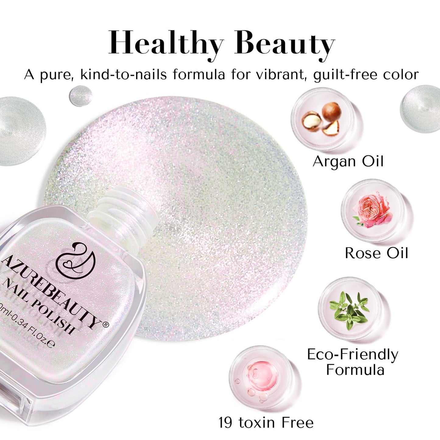 AZUREBEAUTY Chrome Quick Dry Nail Polish | Shine Pearl, Natural Lustrous Enamel | DIY Manicure & Pedicure with Chrome Finish