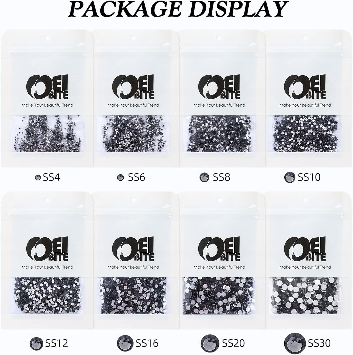 Gray Flatback Rhinestones, Glass Rhinestones for Nail Art and Craft, Glue Fix, Loose Crystal Gemstones(Gray, SS16, 1440pcs, 3.8-4.0mm)