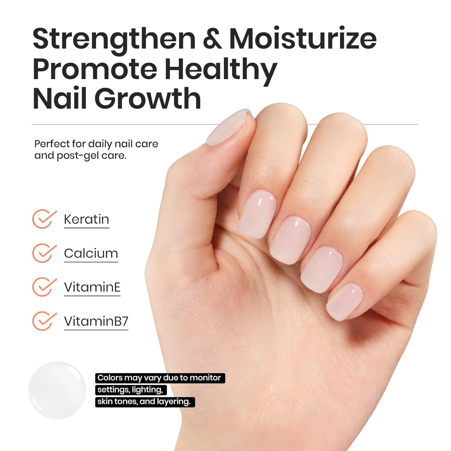 Beetles Milky White Rubber Base Gel Polish For Nail Thickening, 15ml Milky White Gel Polish Nail Strengthener Extension Color Base Gel In A Bottle UV LED Nail Lamp Cured