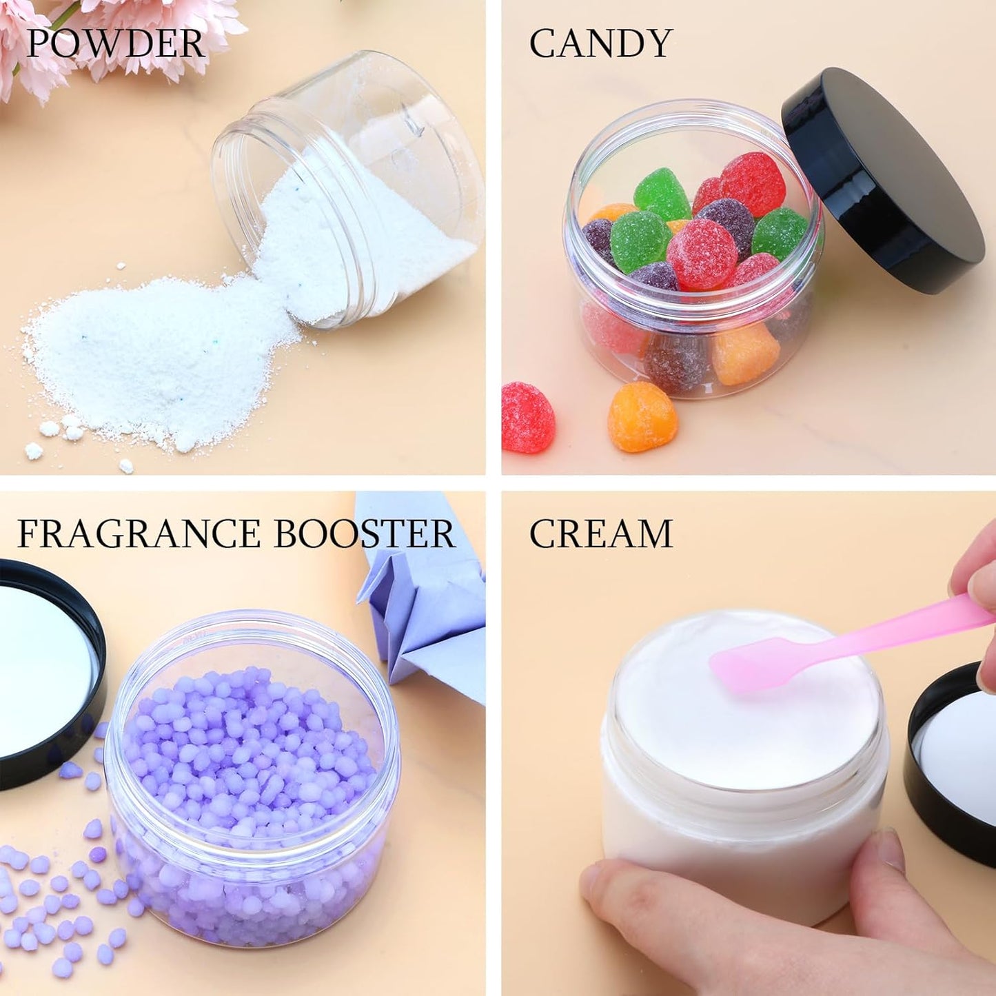 54 Pack 4oz Plastic Containers with Lids, Jars with Lids, Great for storing,lip balms, creams, ointments, cosmetics, samples